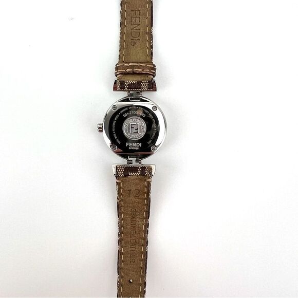 Vintage FENDI Orologi 2700L Brown Silver Circle Quartz  Ladies Watch